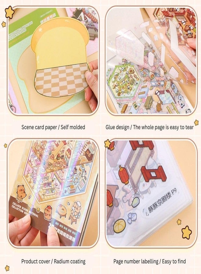 فيماس كواليتي مجموعة ملصقات ثلاثية الأبعاد عالية الجودة من 50 ورقة - كتاب تجميع مشاهد للأطفال والكبار، ملصقات لطيفة لصنع متجر أو منزل، هدايا، علاج بالملصقات، تخفيف التوتر، تمضية الوقت، حديقة ألعاب - Image 3